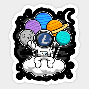 Astronaut Floating Litecoin LTC Coin To The Moon Crypto Token Cryptocurrency Blockchain Wallet Birthday Gift For Men Women Kids Sticker